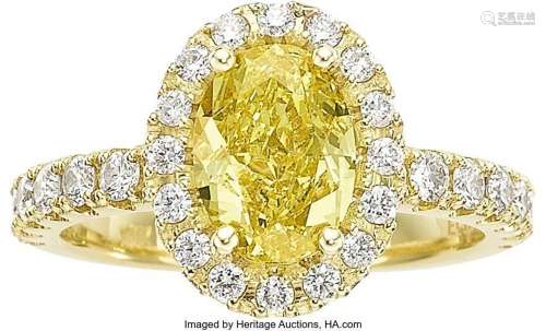 Fancy Intense Yellow Diamond, Diamond, Gold Ring  Stones: Ov...