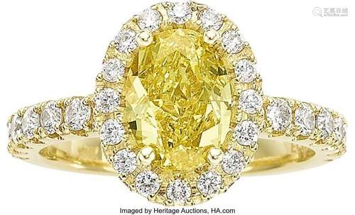 Fancy Intense Yellow Diamond, Diamond, Gold Ring  Stones: Ov...