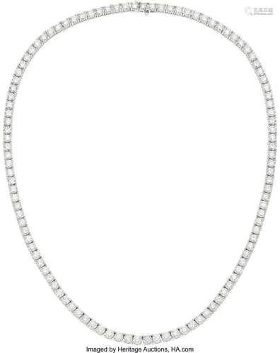 Diamond, White Gold Necklace  Stones: Full-cut diamonds weig...