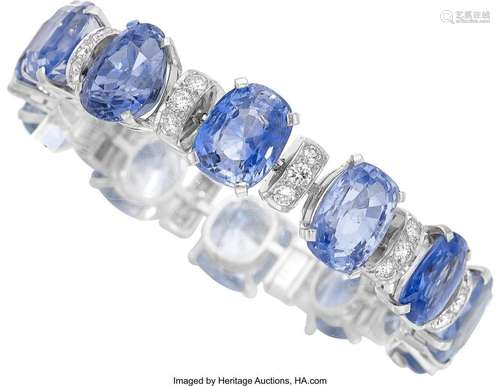 Seaman Schepps Ceylon Sapphire, Diamond,  Platinum Bracelet ...