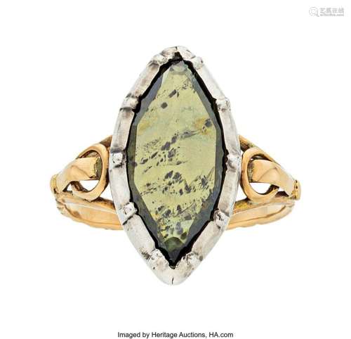 Antique Colored Diamond, Silver-Topped Gold Ring  Stone: Mar...