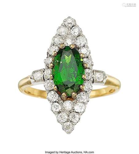 Antique Russian Demantoid Garnet,  Diamond, Platinum-Topped ...