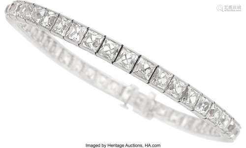 Art Deco Diamond, Platinum Bracelet  Stones: French-cut diam...