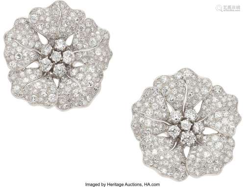 Diamond, Platinum, White Gold  Convertible Earrings  Stones:...