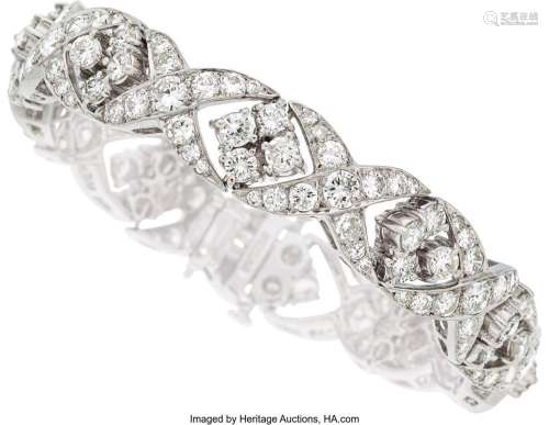 Diamond, Platinum Bracelet  Stones: Full-cut diamonds weighi...