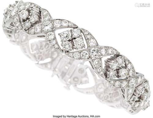 Diamond, Platinum Bracelet  Stones: Full-cut diamonds weighi...