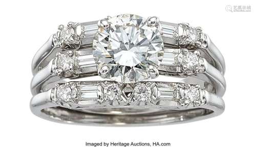 Diamond, White Gold Ring  Stones: Round brilliant-cut diamon...