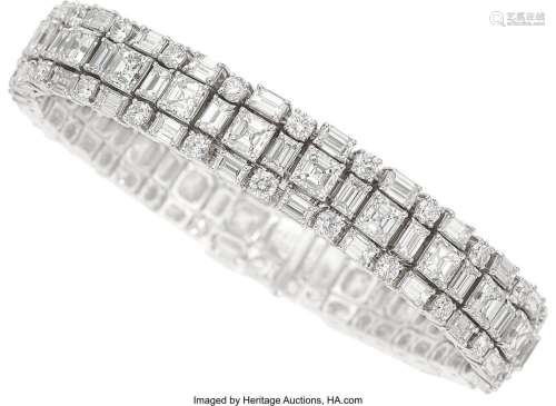 Diamond, White Gold Bracelet  Stones: Asscher-cut diamonds w...