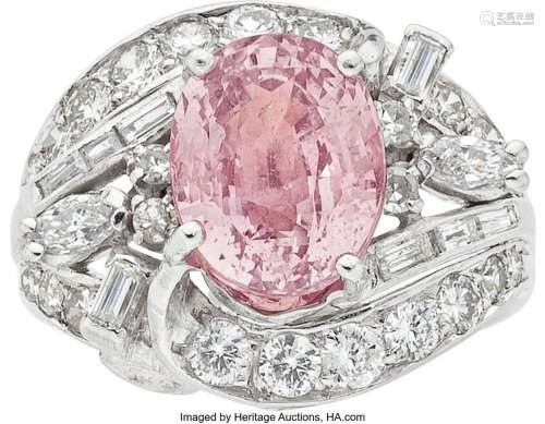 Purplish Pink Sapphire, Diamond, White Gold Ring  Stones: Ov...