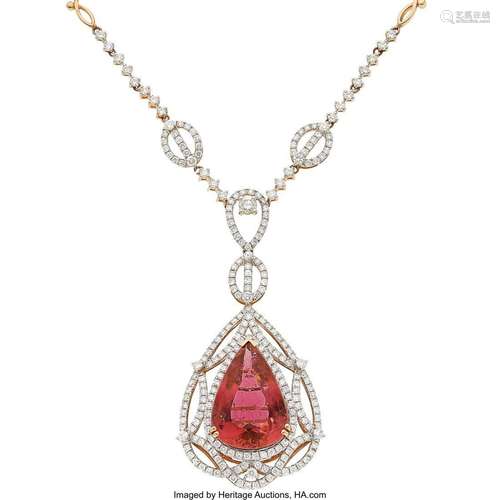 Michael Christoff Tourmaline, Diamond,  Rose Gold Necklace  ...