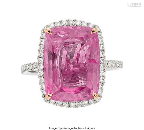 Purplish Pink Sapphire, Diamond,  Platinum, Rose Gold Ring  ...