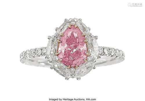 Fancy Vivid Pink Diamond, Diamond, Platinum,  Rose Gold Ring...