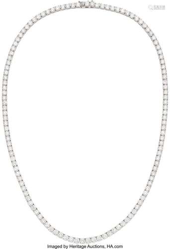 Diamond, White Gold Necklace  Stones: Full-cut diamonds weig...