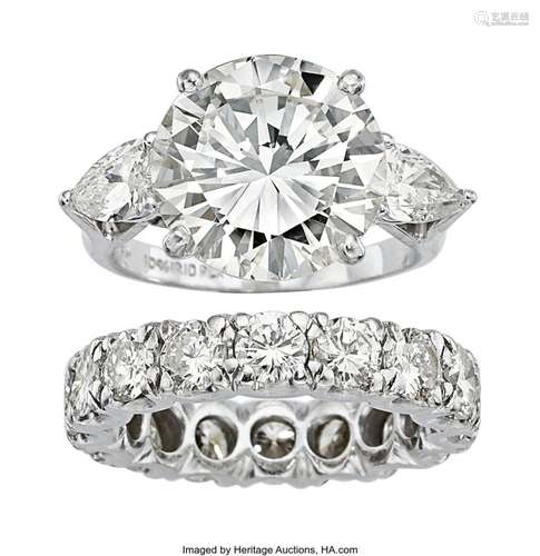 Diamond, Platinum Rings  Stones: Round brilliant-cut diamond...