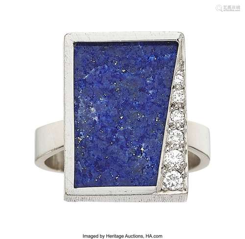 Andrew Grima Lapis Lazuli, Diamond,  White Gold Ring, Englis...