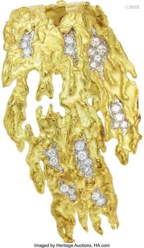 Andrew Grima Diamond, Gold Brooch,  English, circa 1967  Sto...