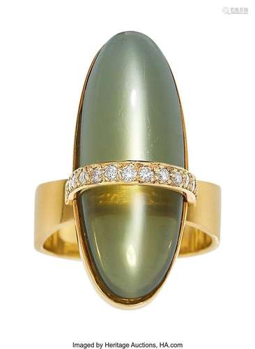 Andrew Grima Cat`s-Eye Moonstone, Diamond, Gold Ring, Englis...