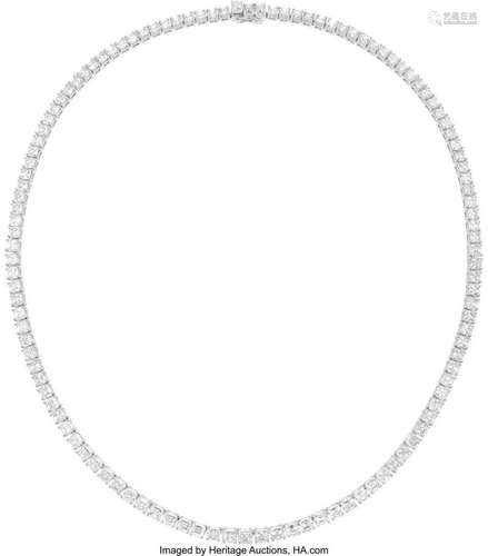 Diamond, Platinum Necklace  Stones: Asscher-cut diamonds wei...