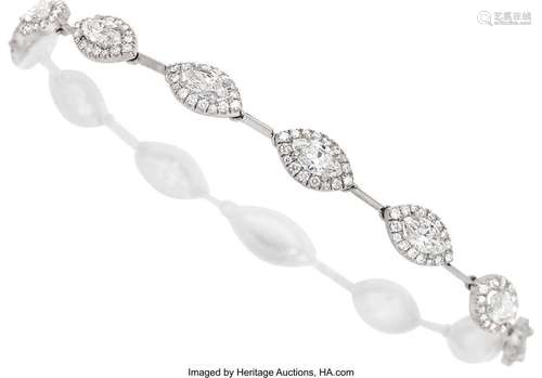 Diamond, White Gold Bracelet  Stones: Marquise-shaped diamon...