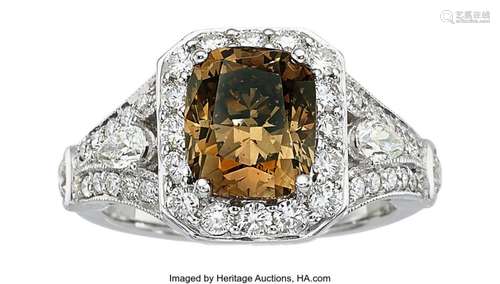 Fancy Brown Diamond, Diamond, White Gold Ring  Stones: Cushi...