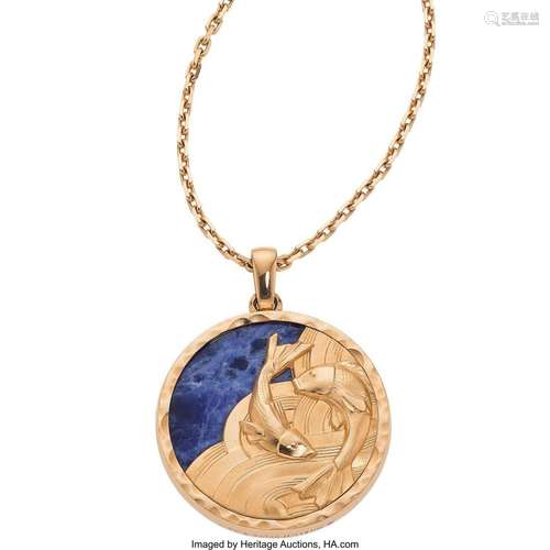 Van Cleef & Arpels Sodalite,  Rose Gold Pendant-Necklace...