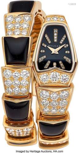 Bvlgari Diamond, Black Onyx,  Rose Gold Serpenti Scaglie Wat...