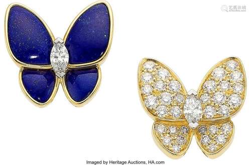 Van Cleef & Arpels Diamond, Lapis Lazuli, Gold Earrings ...