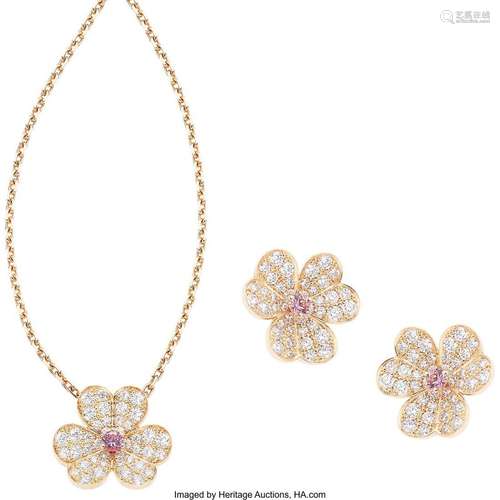 Van Cleef & Arpels Diamond, Pink Sapphire,  Rose Gold Su...