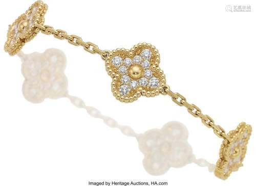 Van Cleef & Arpels Diamond, Gold Bracelet, French  Stone...