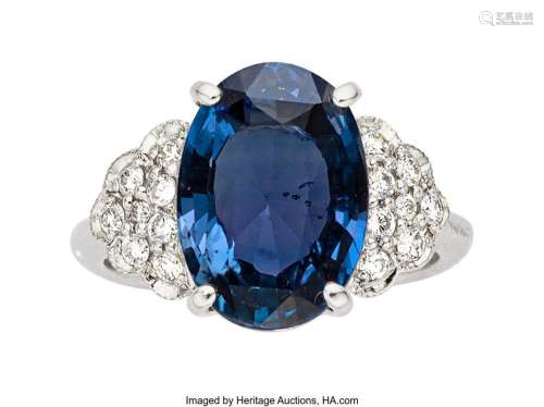 Ceylon Purple Sapphire, Diamond, Platinum Ring  Stones: Oval...