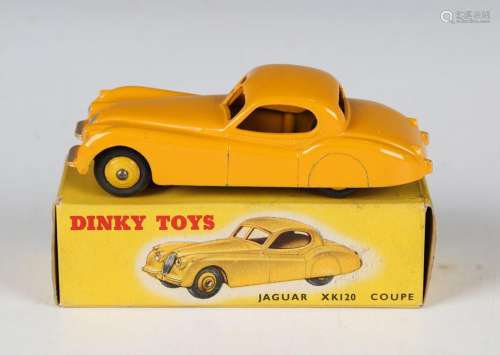 A Dinky Toys No. 157 Jaguar XK120 coupé in yellow with yello...