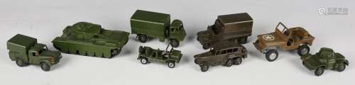 Eight Dinky Toys army vehicles