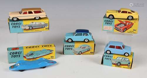 Five Corgi Toys cars