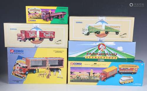 Six Corgi Classics circus and fairground vehicles