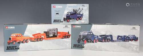 Four Corgi Heavy Haulage vehicles