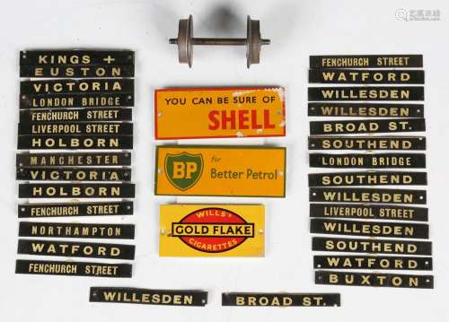 A collection of gauge O railway station signs