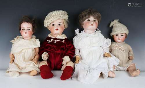 Five Armand Marseille bisque head dolls