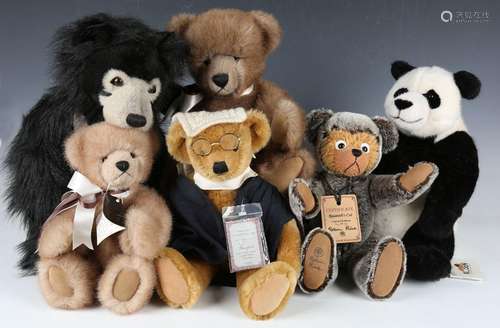 Twenty-three modern teddy bears