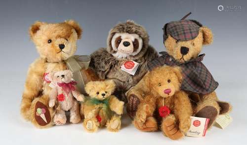 Eight modern Hermann teddy bears