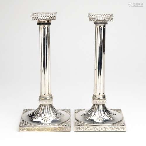 A pair of Dutch silver candlesticks, Leiden