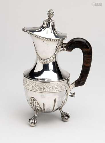 A Dutch silver hot milk jug