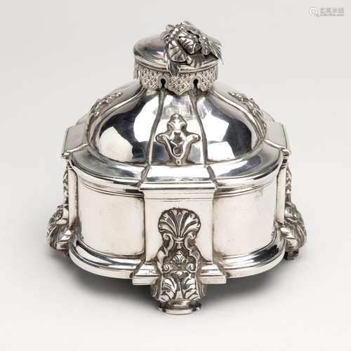 A silver tobacco jar