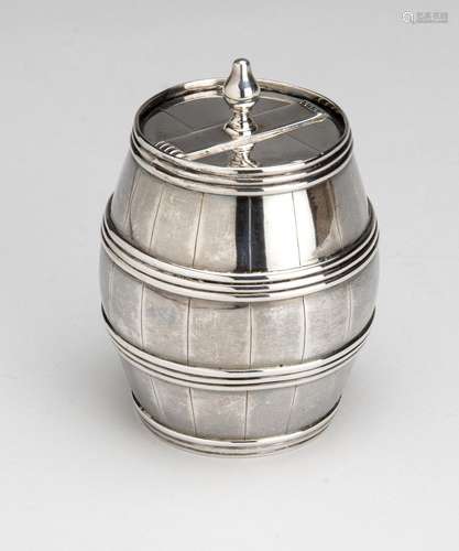 A Dutch silver barrel-shaped mustard pot