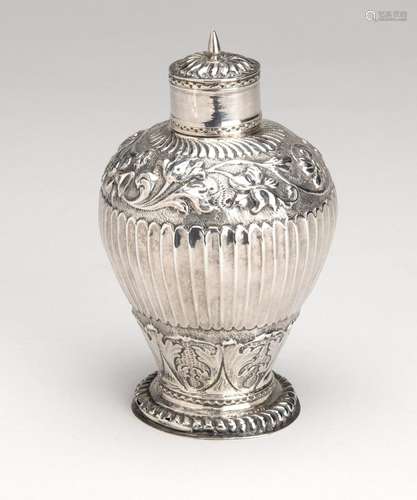 A Dutch silver tea caddy