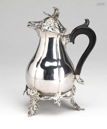 A Dutch silver hot milk jug