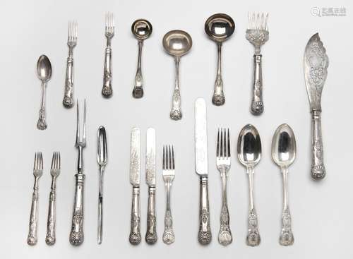 An English silver collection of flatware