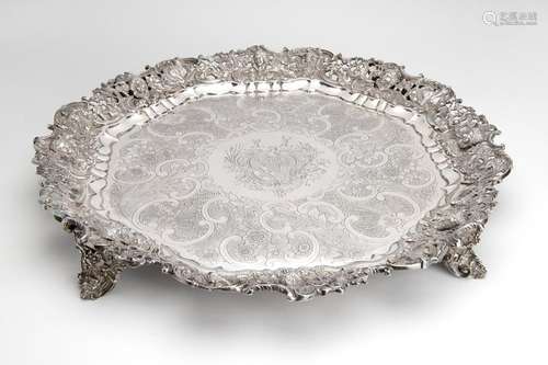 A very large English silver salver