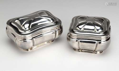 A pair of Dutch silver biscuit boxes