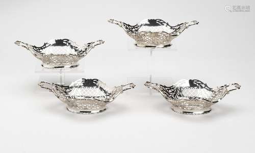 Four identical Dutch silver sweetmeat baskets