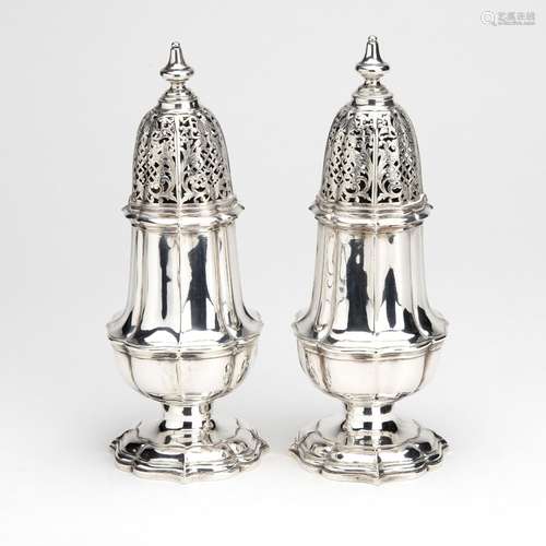 A pair of Dutch silver casters